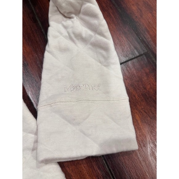 Marmot Quilted Pullover Women's Small Beige Snap Button Pockets Long Sleeve - Picture 8 of 10